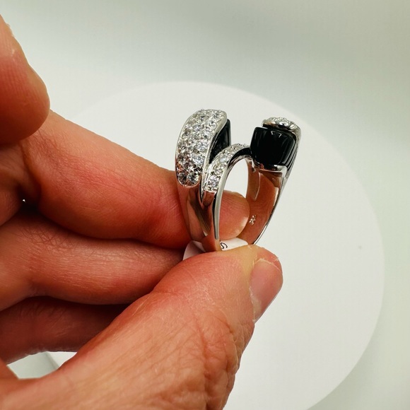 NWT Luxury Black Onyx Cubic Zirconia Bypass Ring - Picture 17 of 17